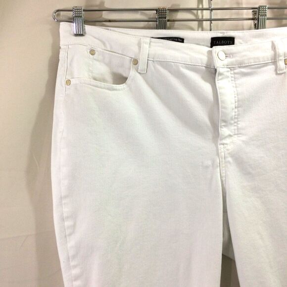 Talbots White Crop Jeans 20W Straight Leg Stretch Denim Pants High Rise - Picture 3 of 4